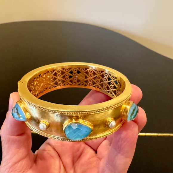 NWT Authentic Luxury Bohemian Summer Julie Vos Cannes Statement Hinge Bangle - Picture 11 of 17